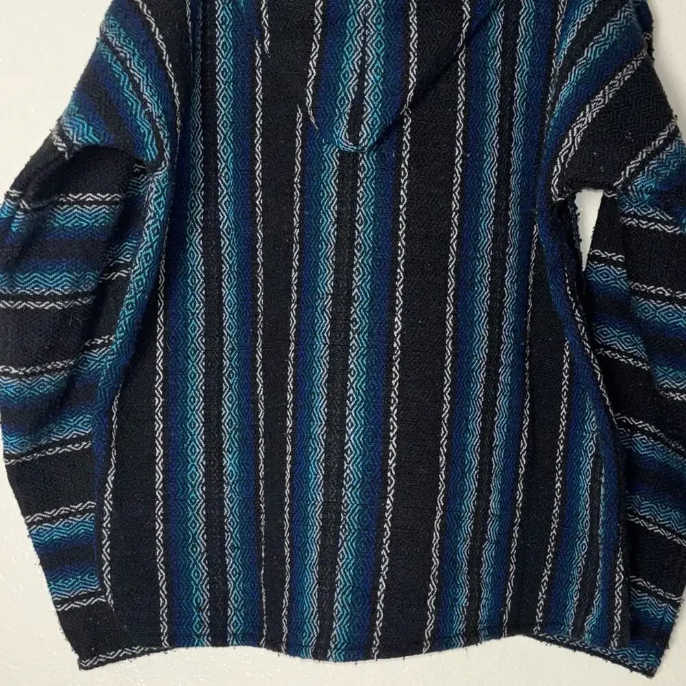 DELMEX Baja Hoodie Sweater unisex medium black/blue relaxed fit hippie